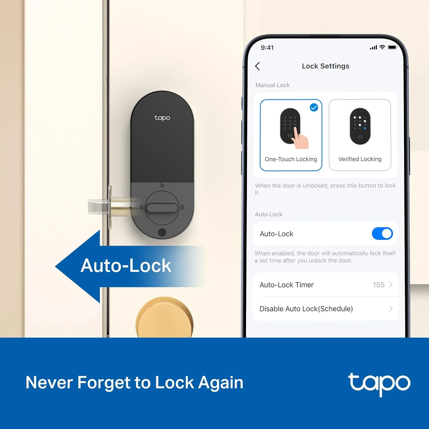 Keyless Smart Wi-Fi Deadbolt Door Lock, Tapo DL100 - Image 6